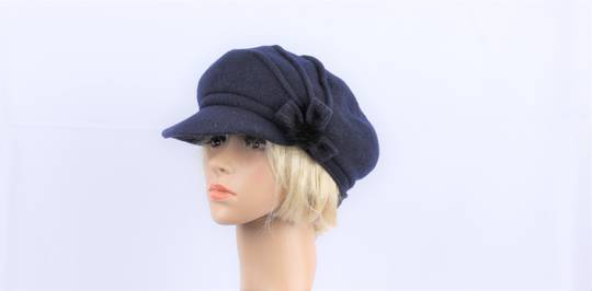 Headstart wool felt cap w pleats,flower navy Style : HS/1411